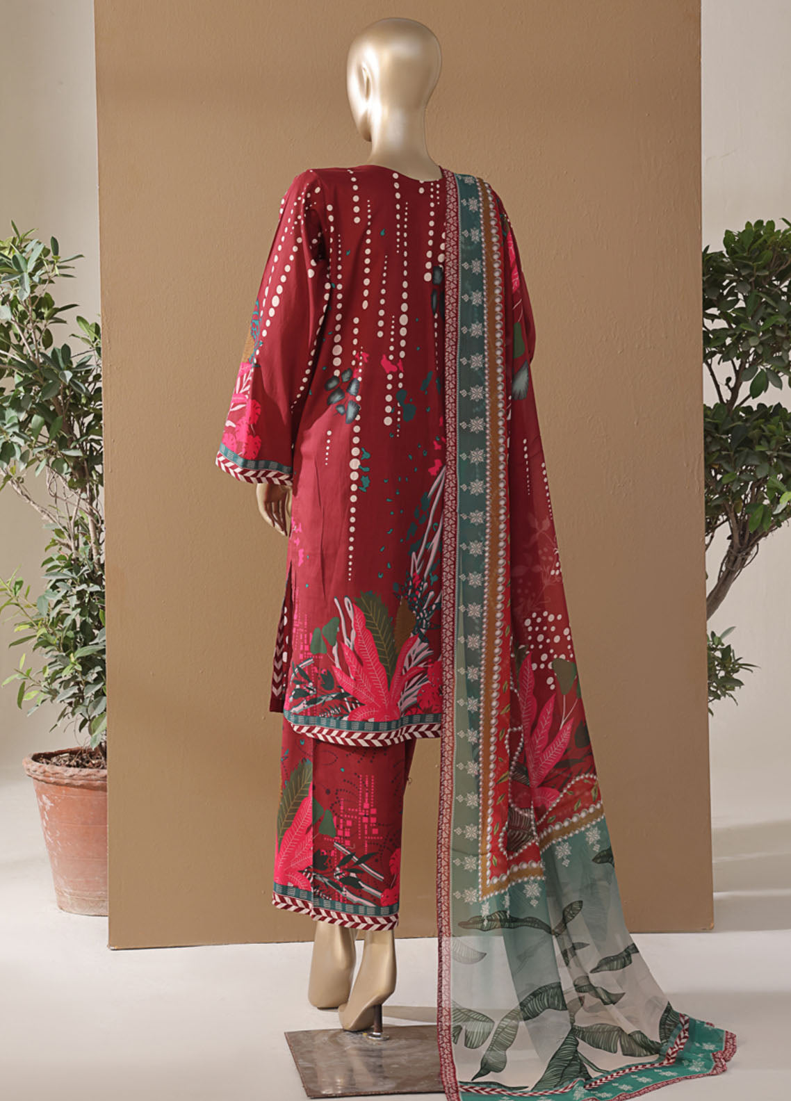 Intermix Art & Craft By HZ Textile Printed Cambric 3 Piece Stitched Suit HZ25IA&C ELP-532 TROPICAL MARSALA Intermix Art & Craft By HZ Textile Printed Cambric 3 Piece Stitched Suit HZ25IA&C ELP-532 TROPICAL MARSALA