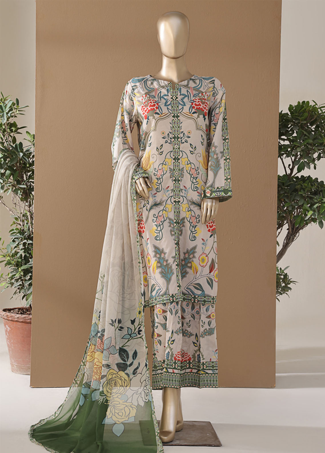 Intermix Art & Craft By HZ Textile Printed Cambric 3 Piece Stitched Suit HZ25IA&C ELP-533 MULTI VINTAGE Intermix Art & Craft By HZ Textile Printed Cambric 3 Piece Stitched Suit HZ25IA&C ELP-533 MULTI VINTAGE