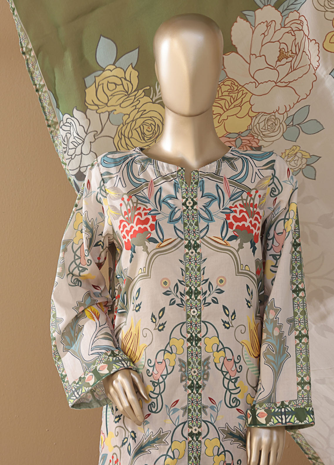 Intermix Art & Craft By HZ Textile Printed Cambric 3 Piece Stitched Suit HZ25IA&C ELP-533 MULTI VINTAGE Intermix Art & Craft By HZ Textile Printed Cambric 3 Piece Stitched Suit HZ25IA&C ELP-533 MULTI VINTAGE