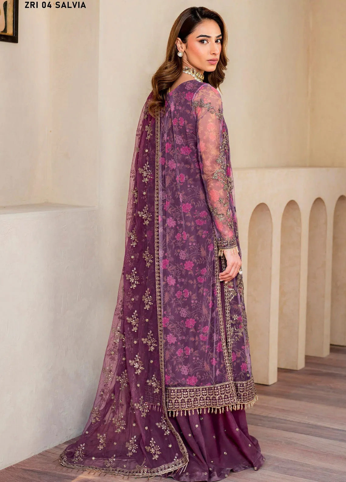 Iris By Zarif Embroidered Net 3 Piece Unstitched Suit ZF24IE ZRI-04 SALVIA Iris By Zarif Embroidered Net 3 Piece Unstitched Suit ZF24IE ZRI-04 SALVIA