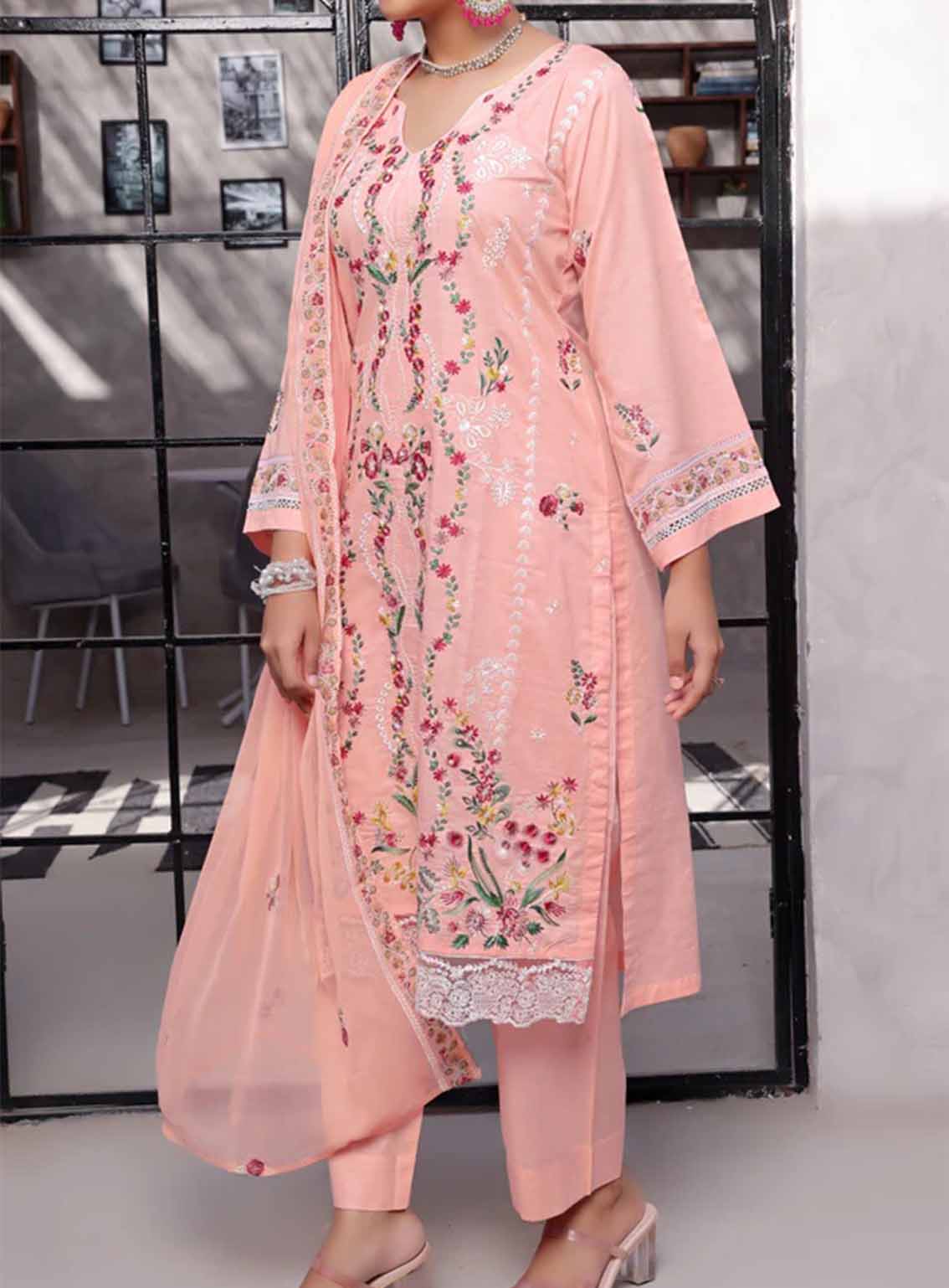 Ishama By Pak Fabrics Embroidered Slub Lawn Unstitched 3 Piece Suit PF25LESL ECD-547 Ishama By Pak Fabrics Embroidered Slub Lawn Unstitched 3 Piece Suit PF25LESL ECD-547
