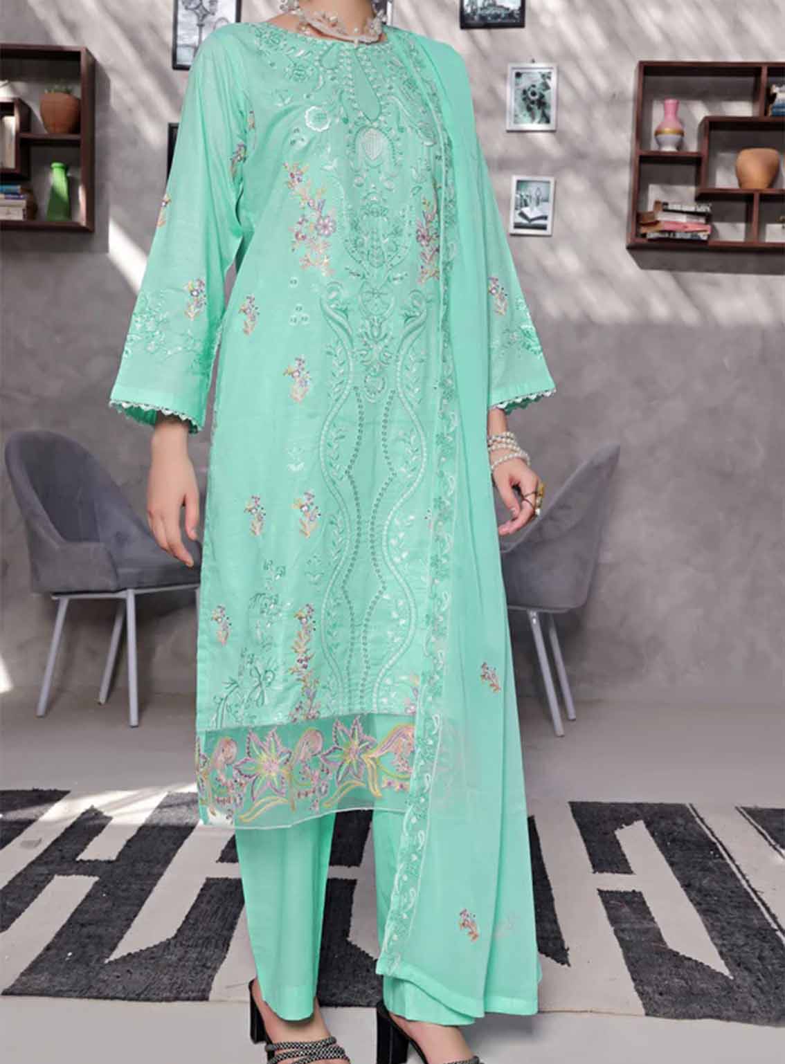 Ishama By Pak Fabrics Embroidered Slub Lawn Unstitched 3 Piece Suit PF25LESL ECD-548 Ishama By Pak Fabrics Embroidered Slub Lawn Unstitched 3 Piece Suit PF25LESL ECD-548