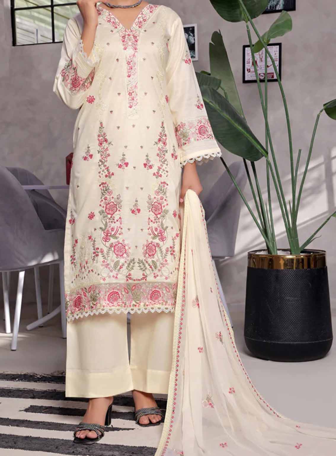 Ishama By Pak Fabrics Embroidered Slub Lawn Unstitched 3 Piece Suit PF25LESL ECD-549 Ishama By Pak Fabrics Embroidered Slub Lawn Unstitched 3 Piece Suit PF25LESL ECD-549