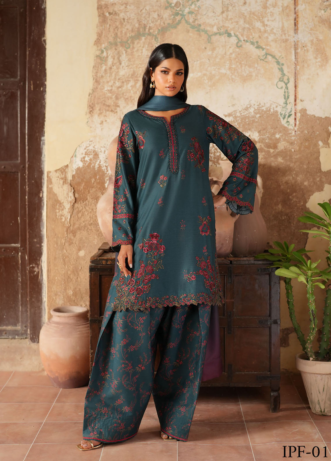 Iznik Embroidered Viscose Linen Suits Unstitched 3 Piece IZ25PF IPF-01 Iznik Embroidered Viscose Linen Suits Unstitched 3 Piece IZ25PF IPF-01