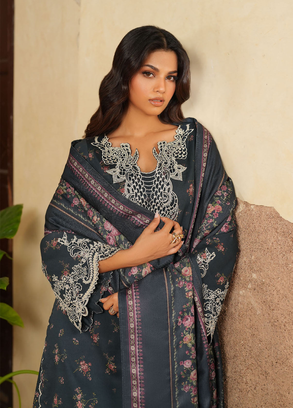 Iznik Embroidered Viscose Linen Suits Unstitched 3 Piece IZ25PF IPF-12 Iznik Embroidered Viscose Linen Suits Unstitched 3 Piece IZ25PF IPF-12