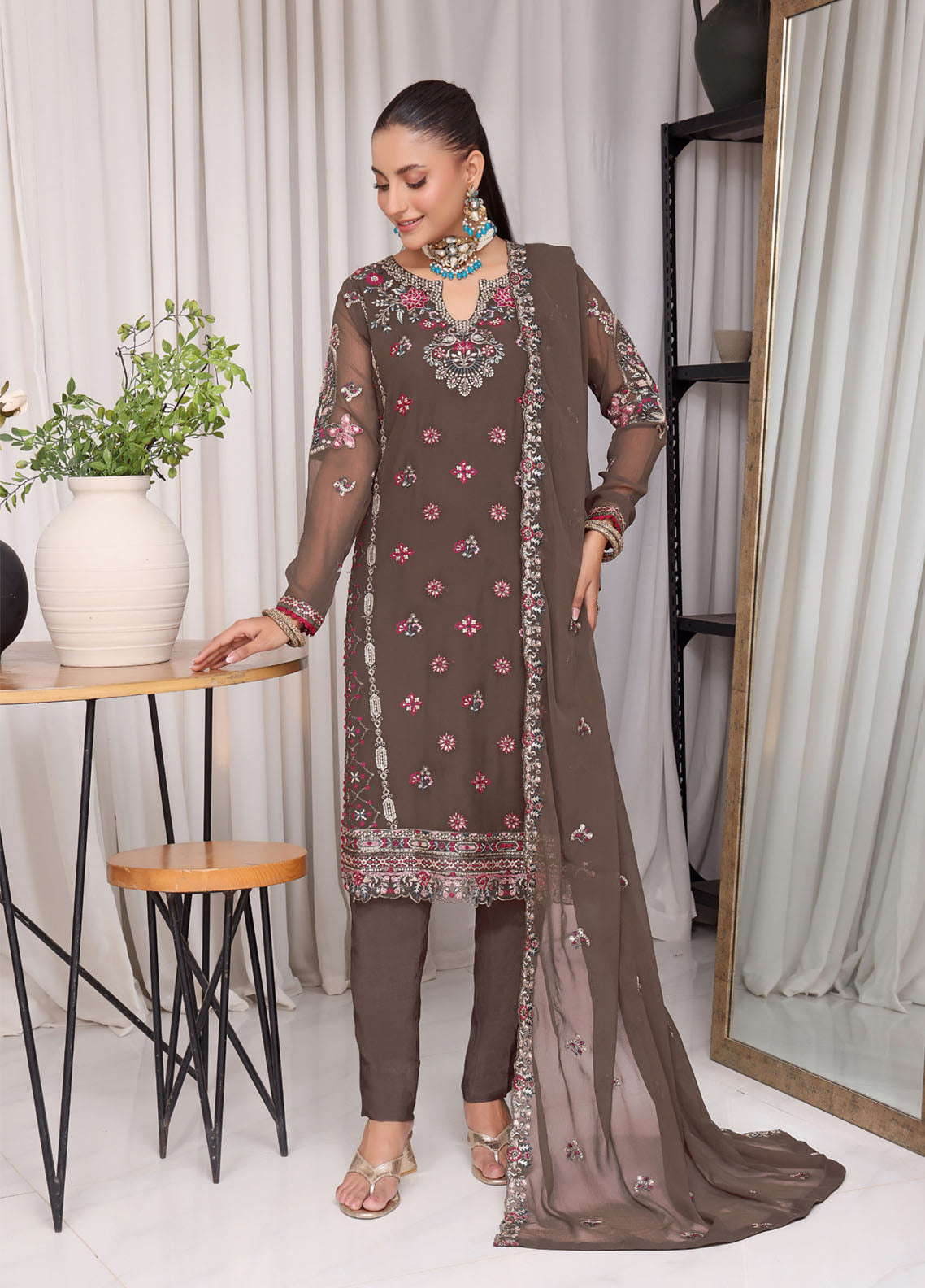 Jahanara By Soghat Creation Embroidered Chiffon 3 Piece Unstitched Suit SC25JF SJ-01 Jahanara By Soghat Creation Embroidered Chiffon 3 Piece Unstitched Suit SC25JF SJ-01