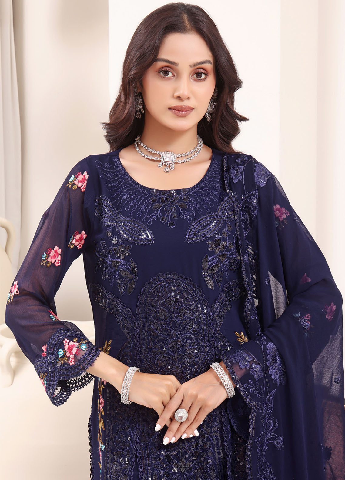 Jahanara By Soghat Creation Embroidered Chiffon 3 Piece Unstitched Suit SC25JF SJ-03 Jahanara By Soghat Creation Embroidered Chiffon 3 Piece Unstitched Suit SC25JF SJ-03
