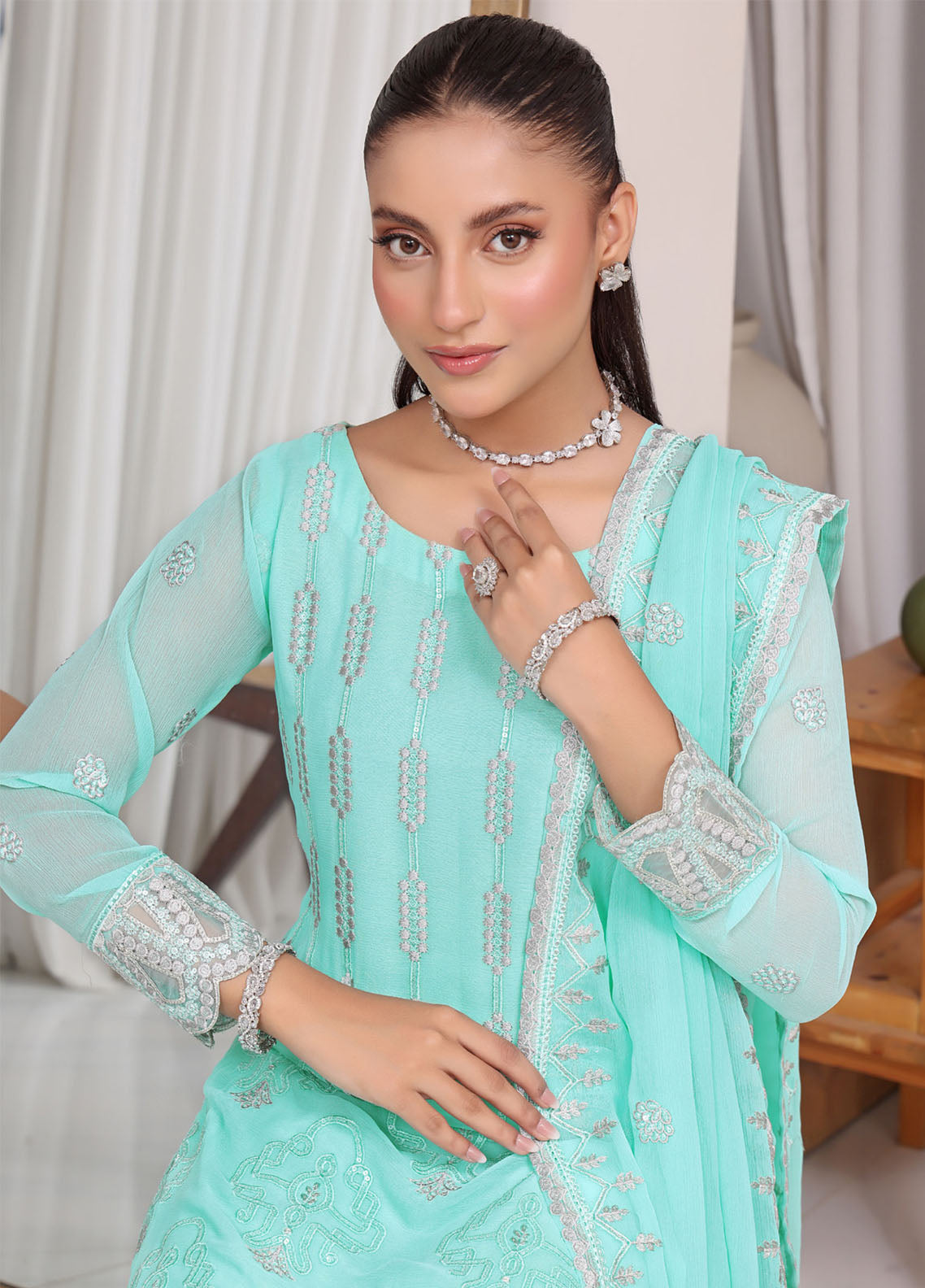 Jahanara By Soghat Creation Embroidered Chiffon 3 Piece Unstitched Suit SC25JF SJ-10 Jahanara By Soghat Creation Embroidered Chiffon 3 Piece Unstitched Suit SC25JF SJ-10