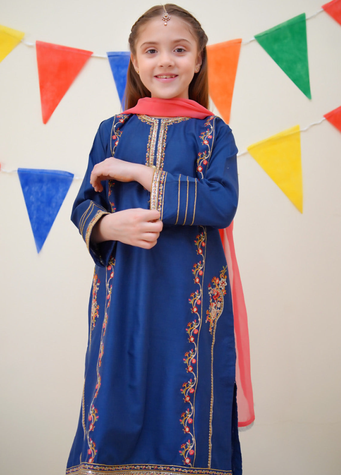 Jashan-E-Eid By Shanzey Embroidered Cotton 3 Piece Girls Stitched Suit S25SJE SHK-3611 Jashan-E-Eid By Shanzey Embroidered Cotton 3 Piece Girls Stitched Suit S25SJE SHK-3611