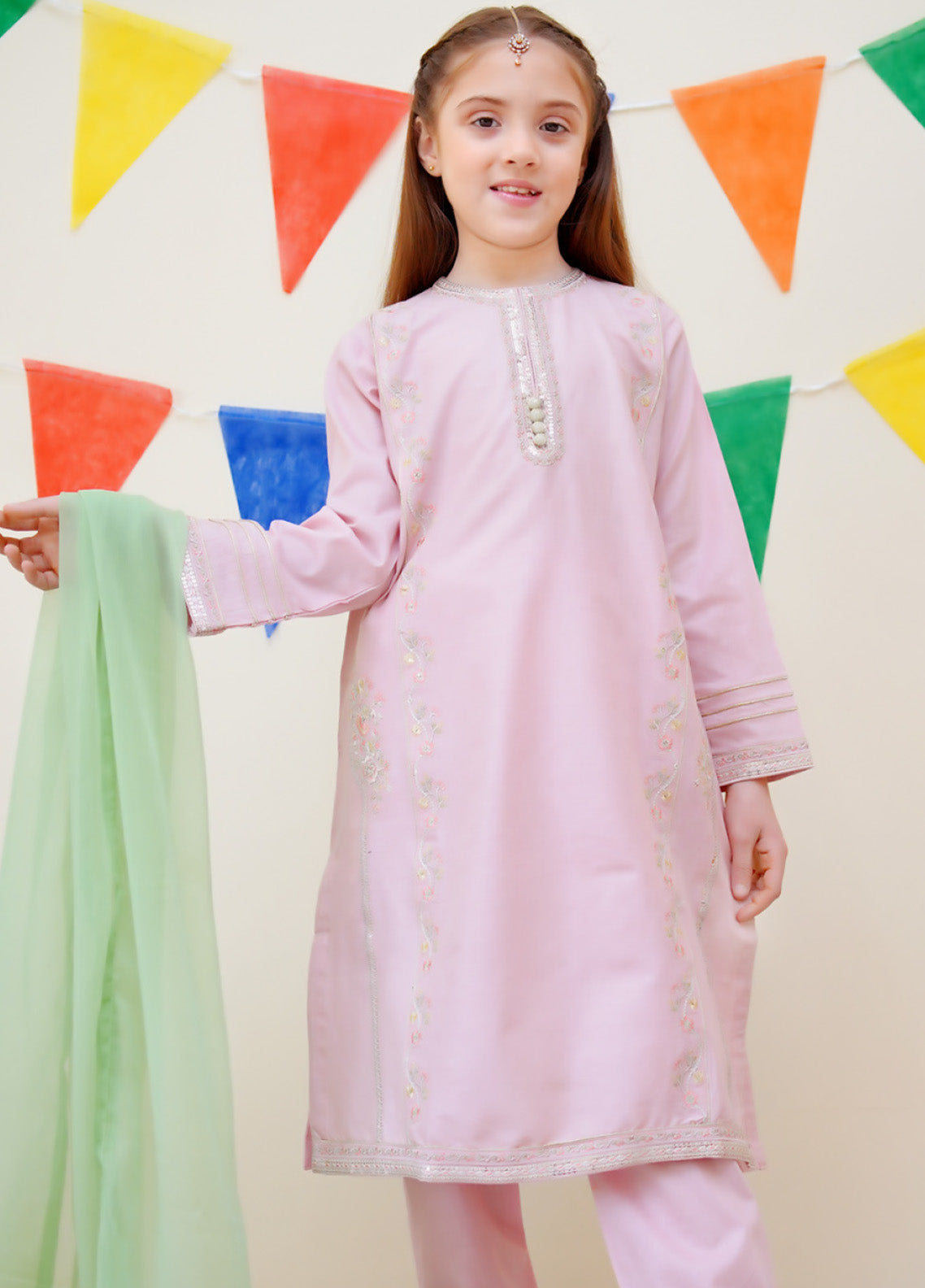 Jashan-E-Eid By Shanzey Embroidered Cotton 3 Piece Girls Stitched Suit S25SJE SHK-3612 Jashan-E-Eid By Shanzey Embroidered Cotton 3 Piece Girls Stitched Suit S25SJE SHK-3612