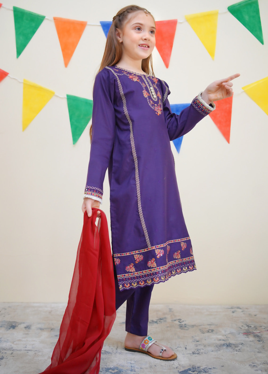 Jashan-E-Eid By Shanzey Embroidered Cotton 3 Piece Girls Stitched Suit S25SJE SHK-3613 Jashan-E-Eid By Shanzey Embroidered Cotton 3 Piece Girls Stitched Suit S25SJE SHK-3613