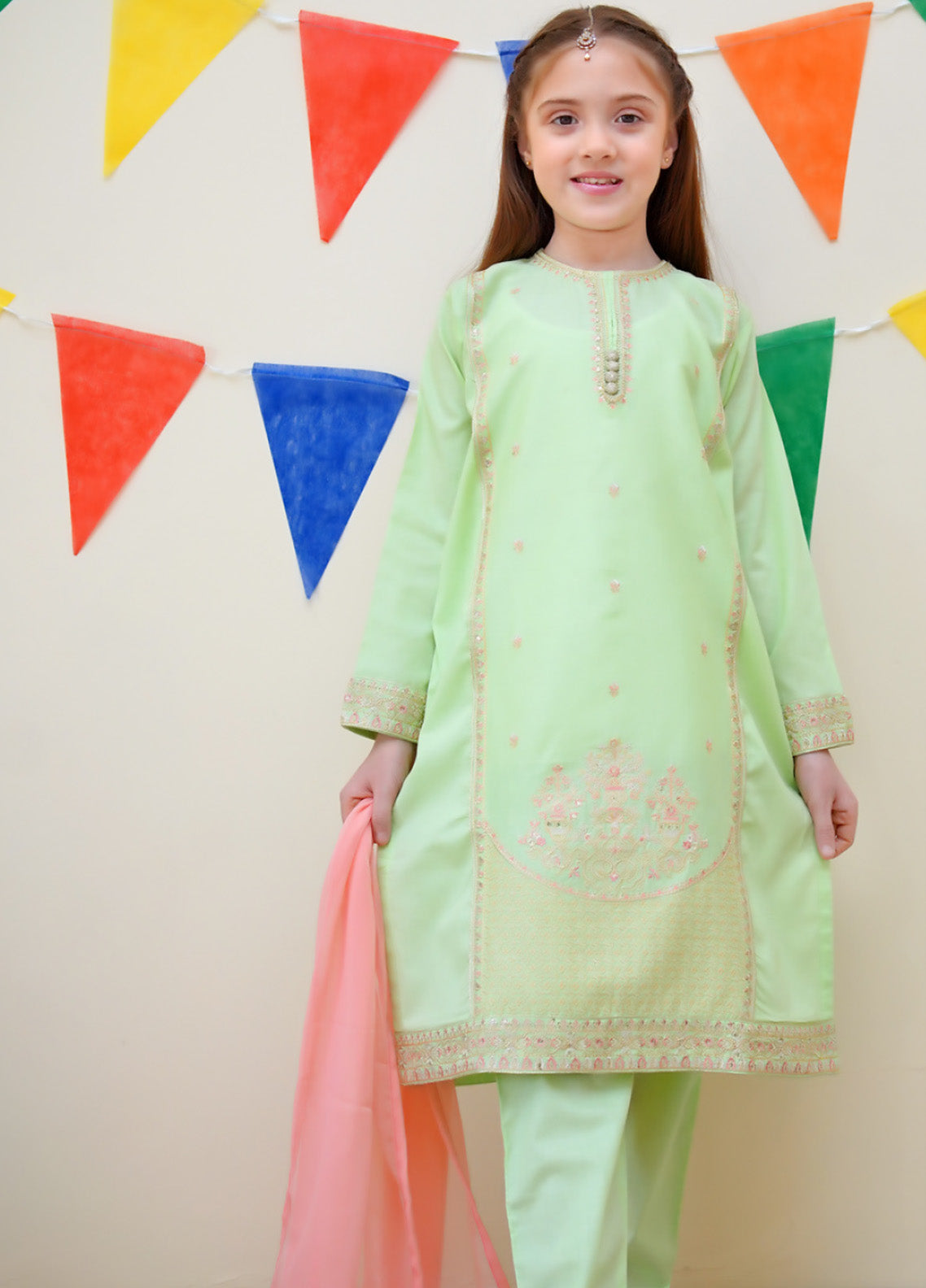 Jashan-E-Eid By Shanzey Embroidered Cotton 3 Piece Girls Stitched Suit S25SJE SHK-3615 Jashan-E-Eid By Shanzey Embroidered Cotton 3 Piece Girls Stitched Suit S25SJE SHK-3615