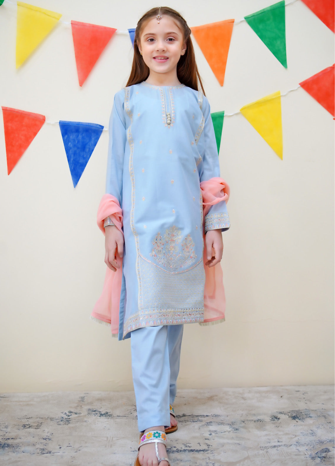 Jashan-E-Eid By Shanzey Embroidered Cotton 3 Piece Girls Stitched Suit S25SJE SHK-3616 Jashan-E-Eid By Shanzey Embroidered Cotton 3 Piece Girls Stitched Suit S25SJE SHK-3616