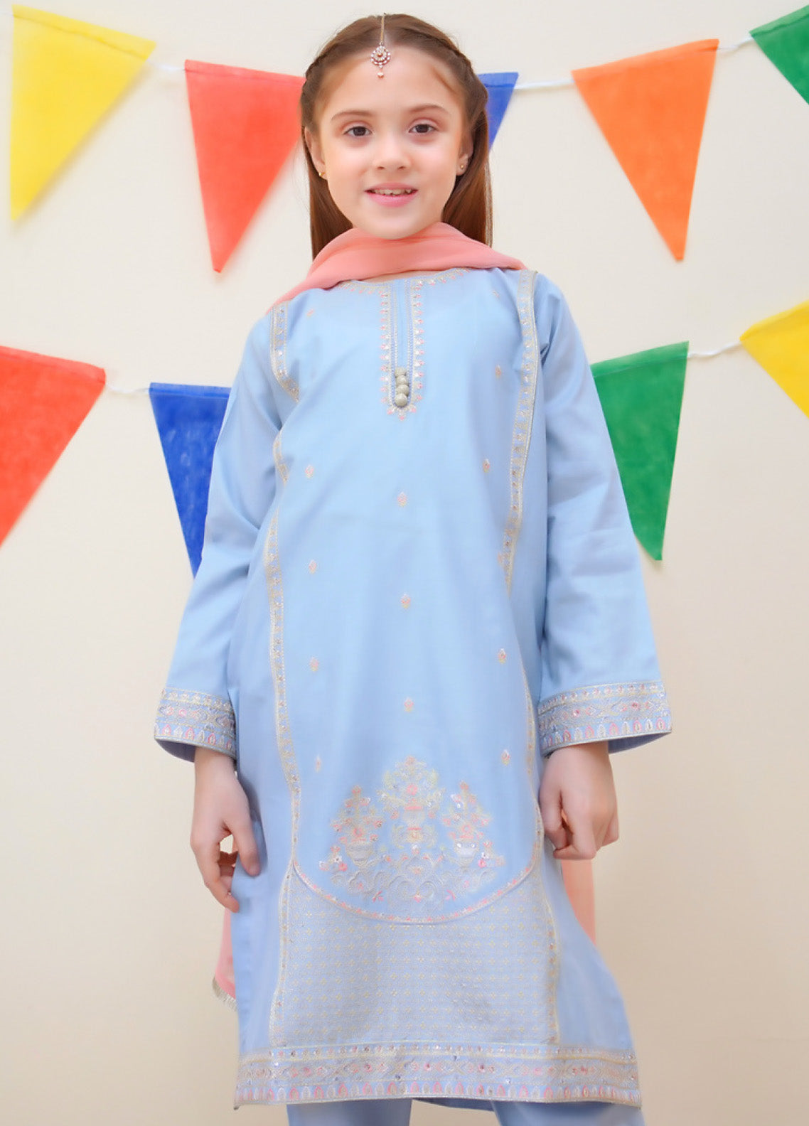 Jashan-E-Eid By Shanzey Embroidered Cotton 3 Piece Girls Stitched Suit S25SJE SHK-3616 Jashan-E-Eid By Shanzey Embroidered Cotton 3 Piece Girls Stitched Suit S25SJE SHK-3616