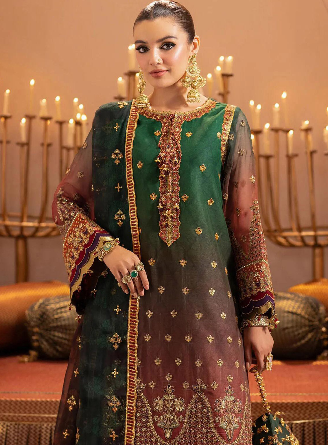 Jhalak By Alizeh Embroidered Chiffon 3 Piece Unstitched Suit AF24JV2 D#02 HUSN Jhalak By Alizeh Embroidered Chiffon 3 Piece Unstitched Suit AF24JV2 D#02 HUSN