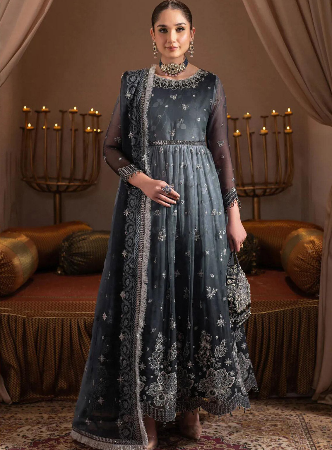 Jhalak By Alizeh Embroidered Chiffon 3 Piece Unstitched Suit AF24JV8 D#08 MASTANI Jhalak By Alizeh Embroidered Chiffon 3 Piece Unstitched Suit AF24JV8 D#08 MASTANI