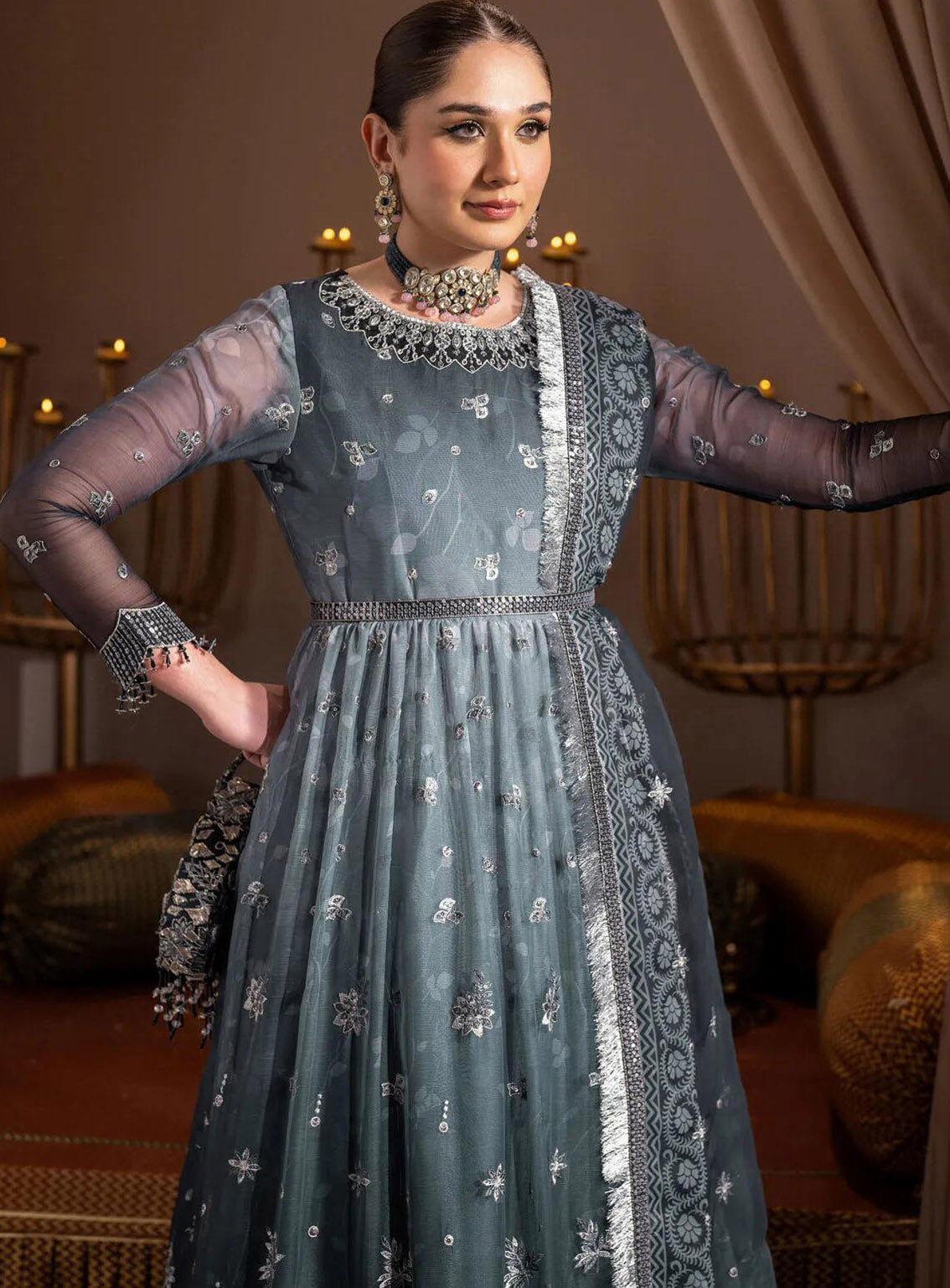 Jhalak By Alizeh Embroidered Chiffon 3 Piece Unstitched Suit AF24JV8 D#08 MASTANI Jhalak By Alizeh Embroidered Chiffon 3 Piece Unstitched Suit AF24JV8 D#08 MASTANI