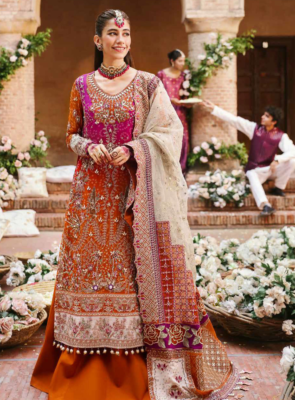 Jhoomro By Nureh Luxury Formals Embroidered Chiffon 4 Piece Unstitched Suit NU24J NL-66 BANO Jhoomro By Nureh Luxury Formals Embroidered Chiffon 4 Piece Unstitched Suit NU24J NL-66 BANO