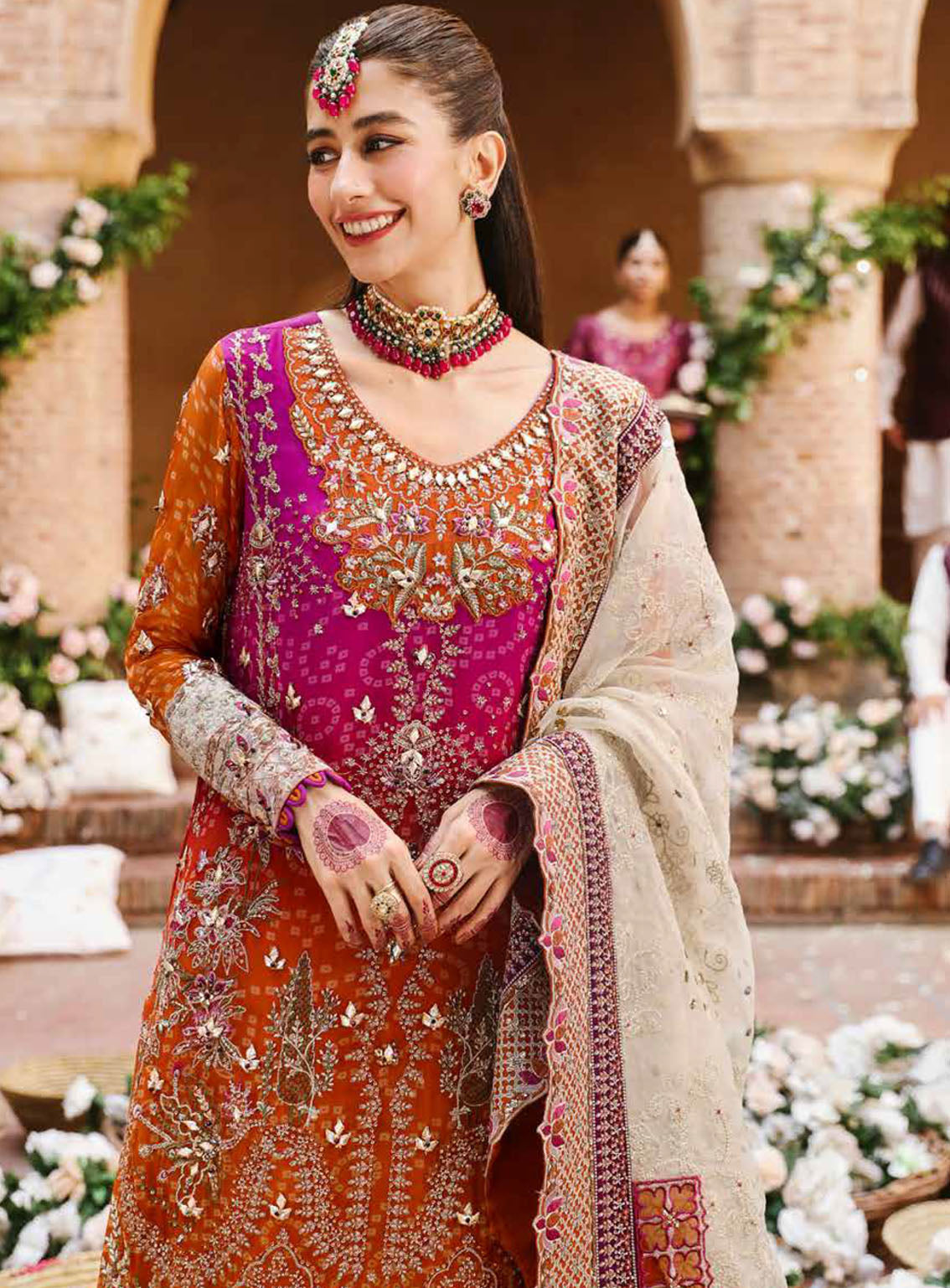 Jhoomro By Nureh Luxury Formals Embroidered Chiffon 4 Piece Unstitched Suit NU24J NL-66 BANO Jhoomro By Nureh Luxury Formals Embroidered Chiffon 4 Piece Unstitched Suit NU24J NL-66 BANO