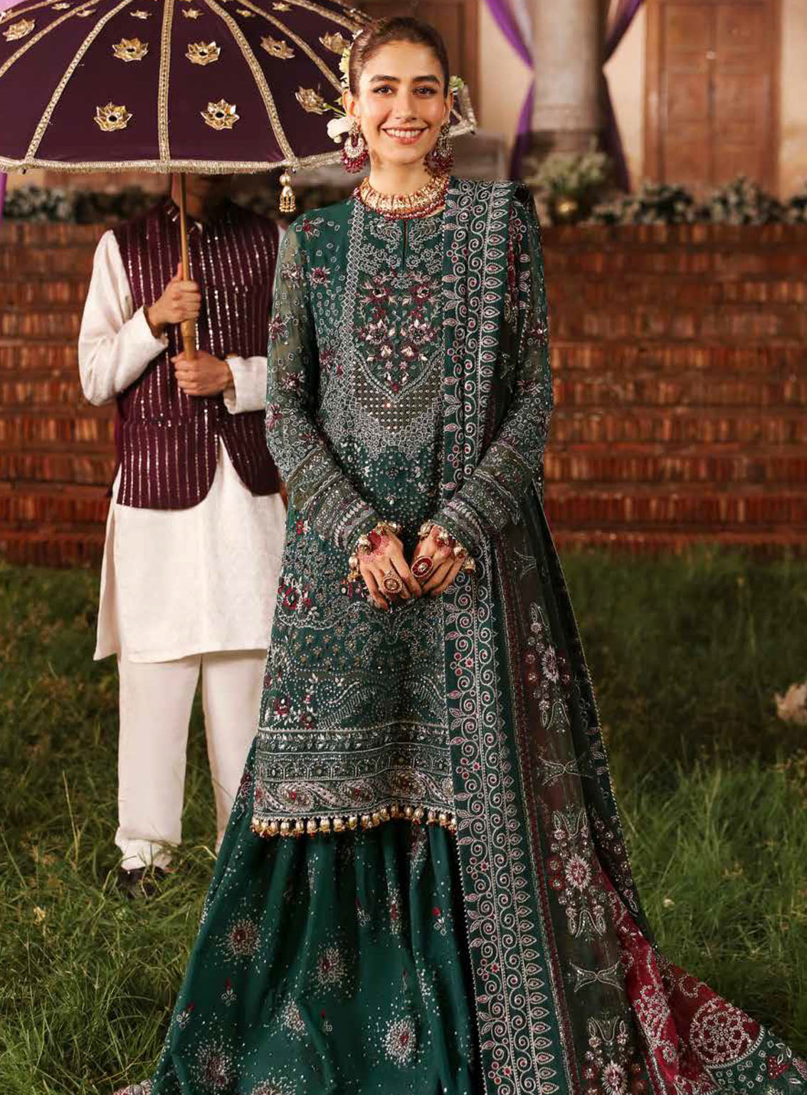 Jhoomro By Nureh Luxury Formals Embroidered Chiffon 4 Piece Unstitched Suit NU24J NL-68 SHADMANI Jhoomro By Nureh Luxury Formals Embroidered Chiffon 4 Piece Unstitched Suit NU24J NL-68 SHADMANI