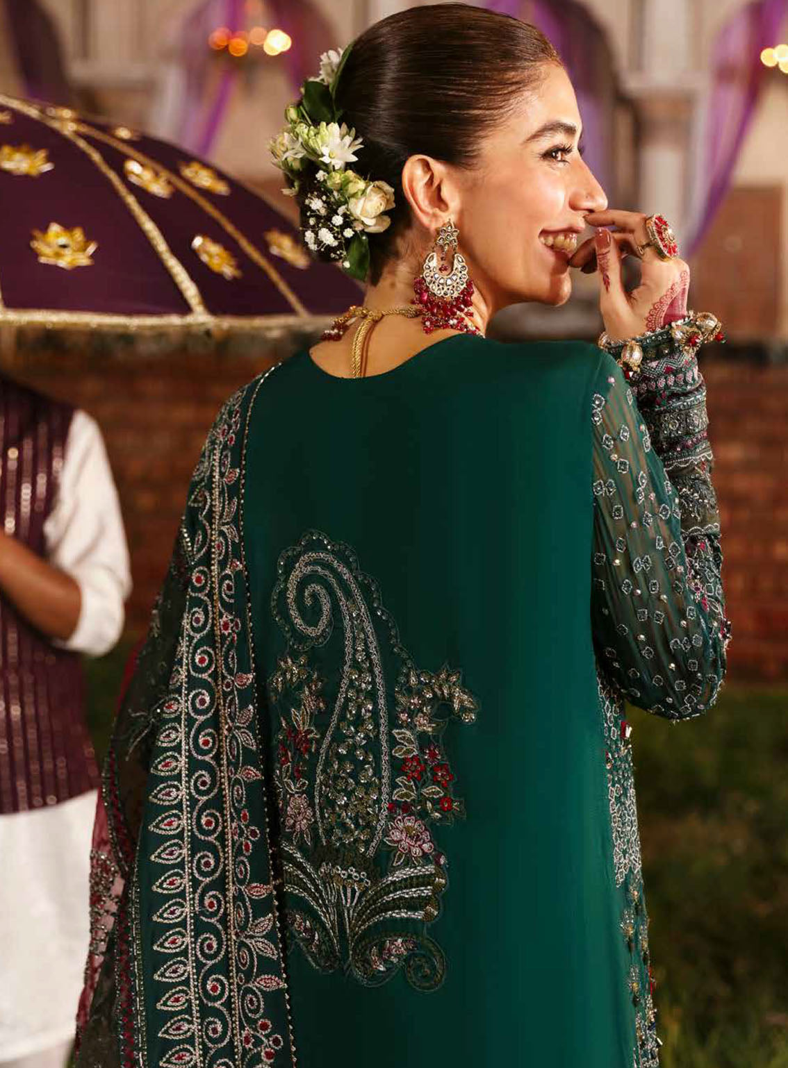 Jhoomro By Nureh Luxury Formals Embroidered Chiffon 4 Piece Unstitched Suit NU24J NL-68 SHADMANI Jhoomro By Nureh Luxury Formals Embroidered Chiffon 4 Piece Unstitched Suit NU24J NL-68 SHADMANI