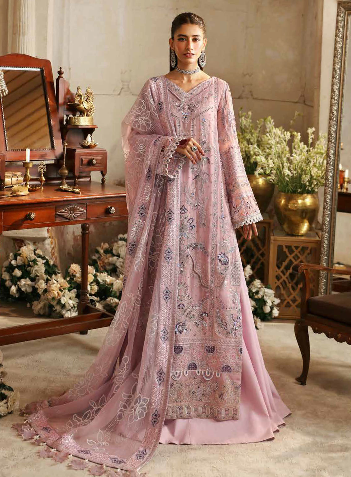 Jhoomro By Nureh Luxury Formals Embroidered Chiffon 4 Piece Unstitched Suit NU24J NL-69 RANIA Jhoomro By Nureh Luxury Formals Embroidered Chiffon 4 Piece Unstitched Suit NU24J NL-69 RANIA