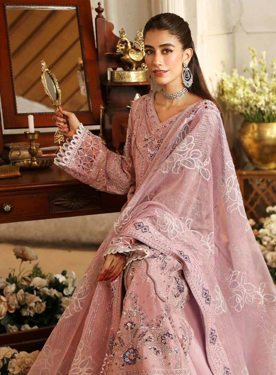 Jhoomro By Nureh Luxury Formals Embroidered Chiffon 4 Piece Unstitched Suit NU24J NL-69 RANIA Jhoomro By Nureh Luxury Formals Embroidered Chiffon 4 Piece Unstitched Suit NU24J NL-69 RANIA