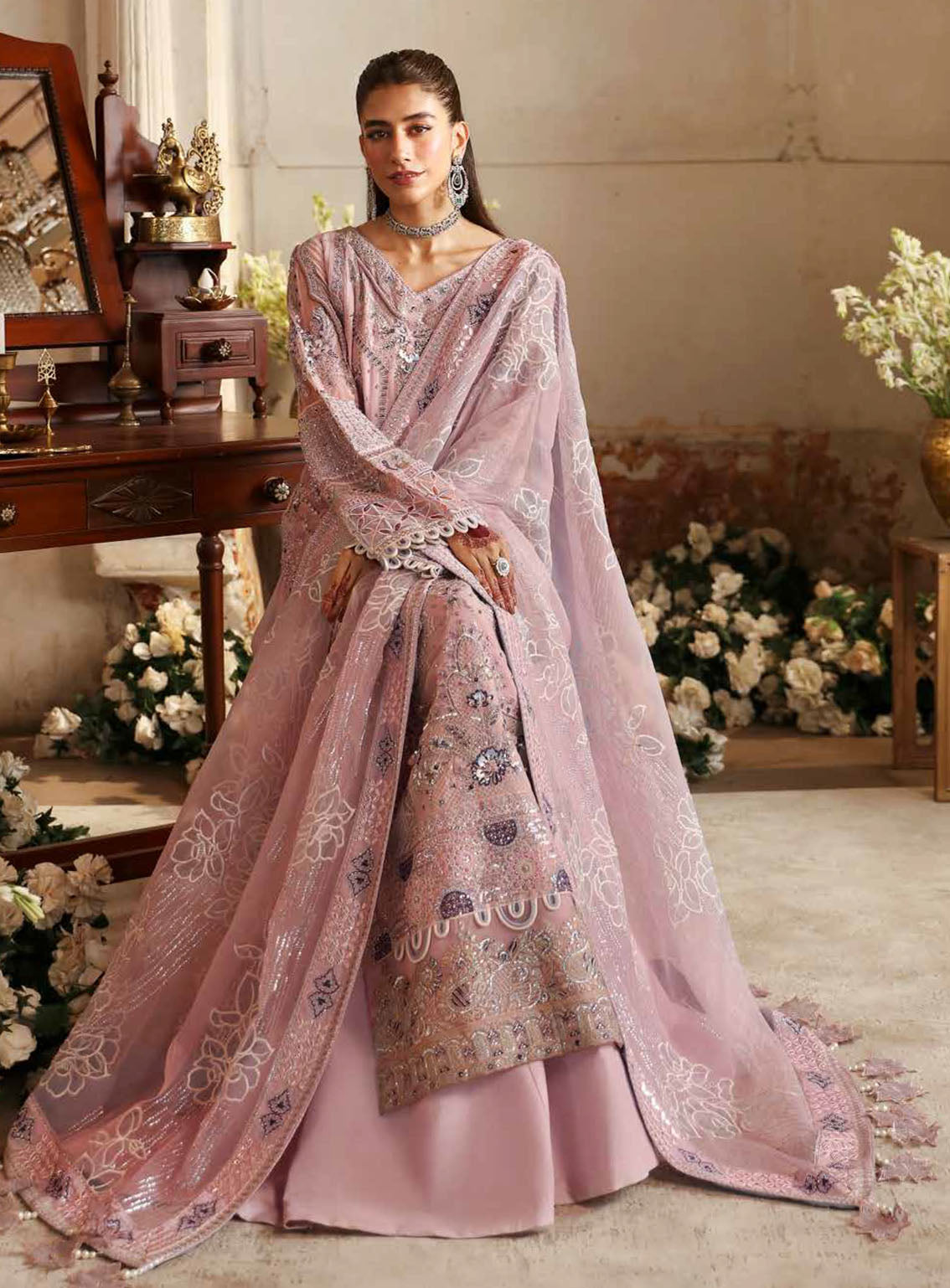 Jhoomro By Nureh Luxury Formals Embroidered Chiffon 4 Piece Unstitched Suit NU24J NL-69 RANIA Jhoomro By Nureh Luxury Formals Embroidered Chiffon 4 Piece Unstitched Suit NU24J NL-69 RANIA