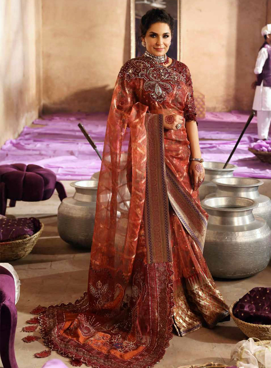 Jhoomro By Nureh Luxury Formals Embroidered Organza 4 Piece Unstitched Suit NU24J NL-71 GEHNA Jhoomro By Nureh Luxury Formals Embroidered Organza 4 Piece Unstitched Suit NU24J NL-71 GEHNA