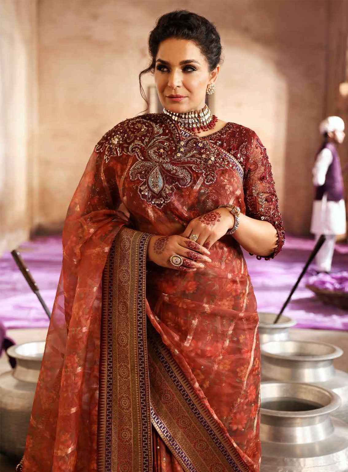 Jhoomro By Nureh Luxury Formals Embroidered Organza 4 Piece Unstitched Suit NU24J NL-71 GEHNA Jhoomro By Nureh Luxury Formals Embroidered Organza 4 Piece Unstitched Suit NU24J NL-71 GEHNA