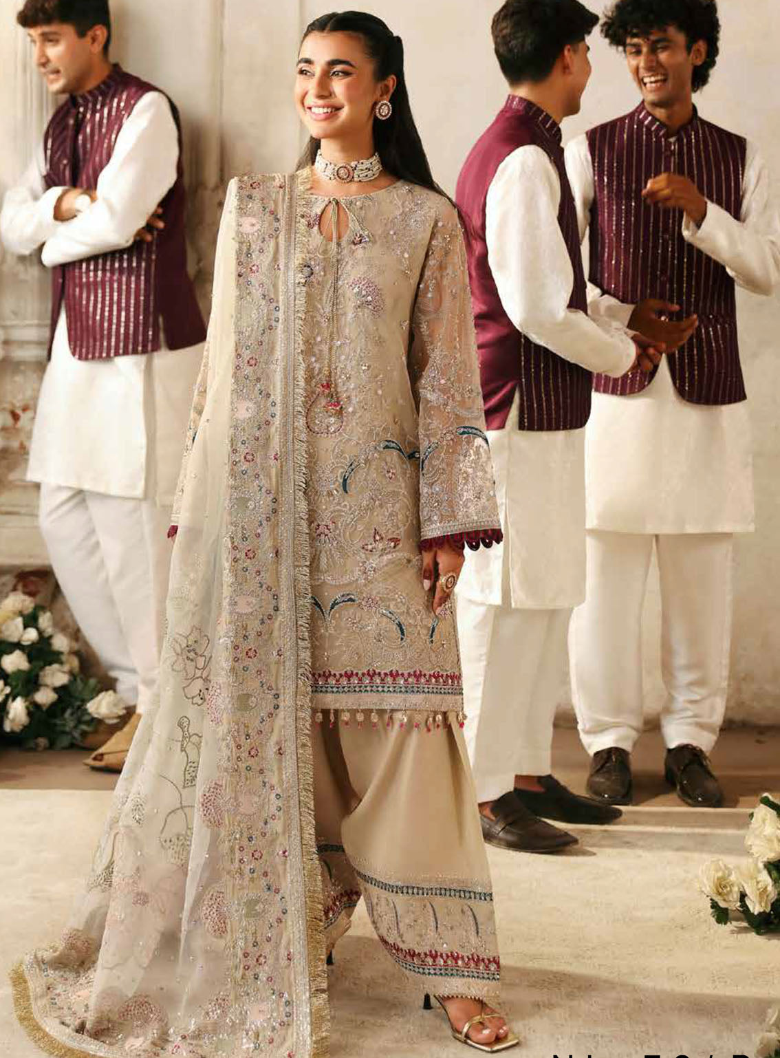 Jhoomro By Nureh Luxury Formals Embroidered Organza 4 Piece Unstitched Suit NU24J NL-72 CHANDNI Jhoomro By Nureh Luxury Formals Embroidered Organza 4 Piece Unstitched Suit NU24J NL-72 CHANDNI