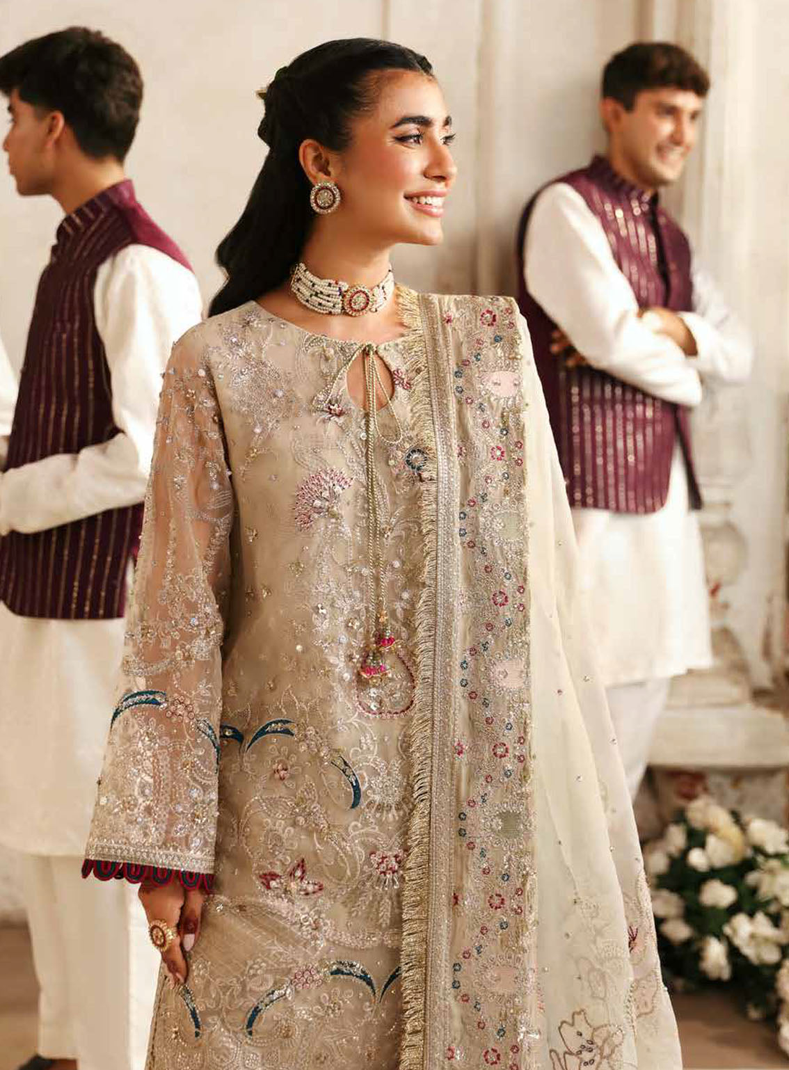 Jhoomro By Nureh Luxury Formals Embroidered Organza 4 Piece Unstitched Suit NU24J NL-72 CHANDNI Jhoomro By Nureh Luxury Formals Embroidered Organza 4 Piece Unstitched Suit NU24J NL-72 CHANDNI