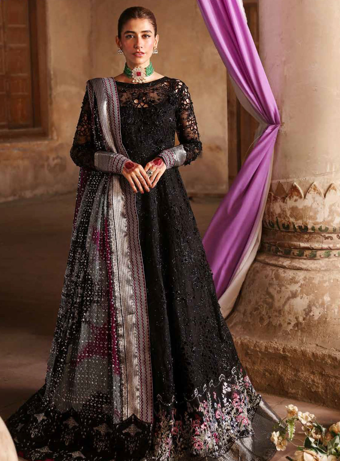 Jhoomro By Nureh Luxury Formals Embroidered Organza 4 Piece Unstitched Suit NU24J NL-73 MAYA Jhoomro By Nureh Luxury Formals Embroidered Organza 4 Piece Unstitched Suit NU24J NL-73 MAYA