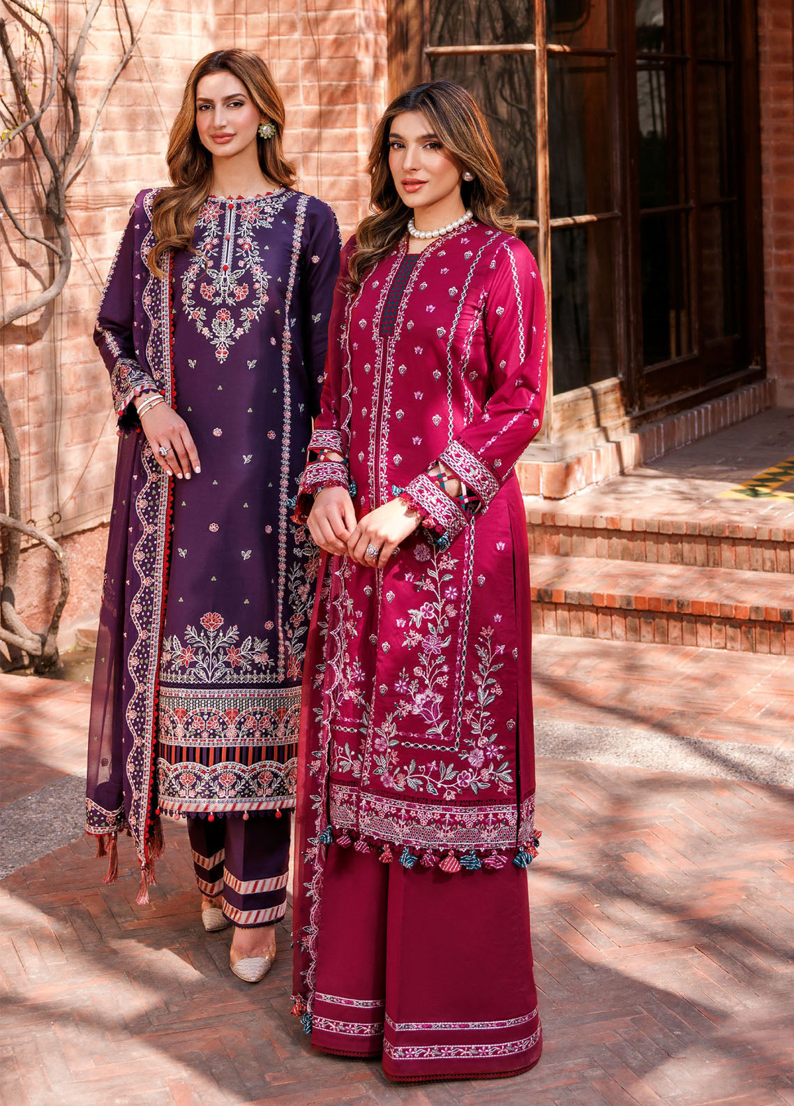 Kaavish By Farasha Eid Festive Embroidered Lawn 3 Piece Unstitched Suit FSH24KEFL D-01 GARNET GLAM Kaavish By Farasha Eid Festive Embroidered Lawn 3 Piece Unstitched Suit FSH24KEFL D-01 GARNET GLAM