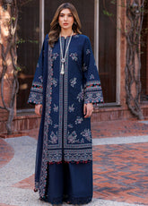 Kaavish By Farasha Eid Festive Embroidered Lawn 3 Piece Unstitched Suit FSH24KEFL D-04 DEEP SAPPHIRE