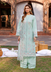 Kaavish By Farasha Eid Festive Embroidered Lawn 3 Piece Unstitched Suit FSH24KEFL D-05 WHISPER MINT