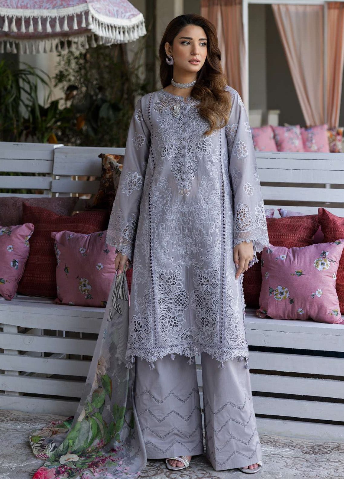 Kahf Luxury Embroidered Lawn 3 Piece Unstitched Suit KHF25LL KLR-04 LILIA Kahf Luxury Embroidered Lawn 3 Piece Unstitched Suit KHF25LL KLR-04 LILIA