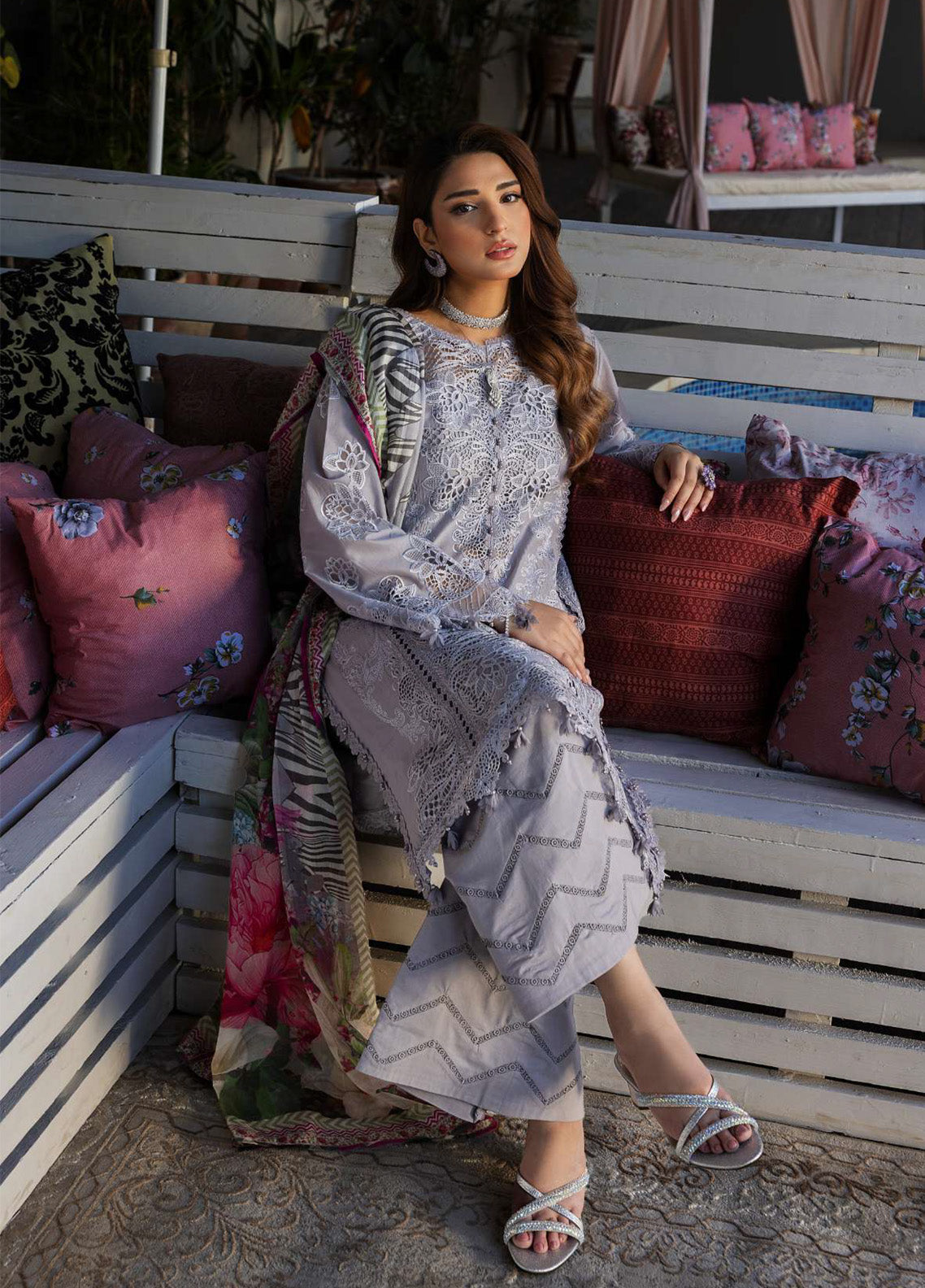 Kahf Luxury Embroidered Lawn 3 Piece Unstitched Suit KHF25LL KLR-04 LILIA Kahf Luxury Embroidered Lawn 3 Piece Unstitched Suit KHF25LL KLR-04 LILIA