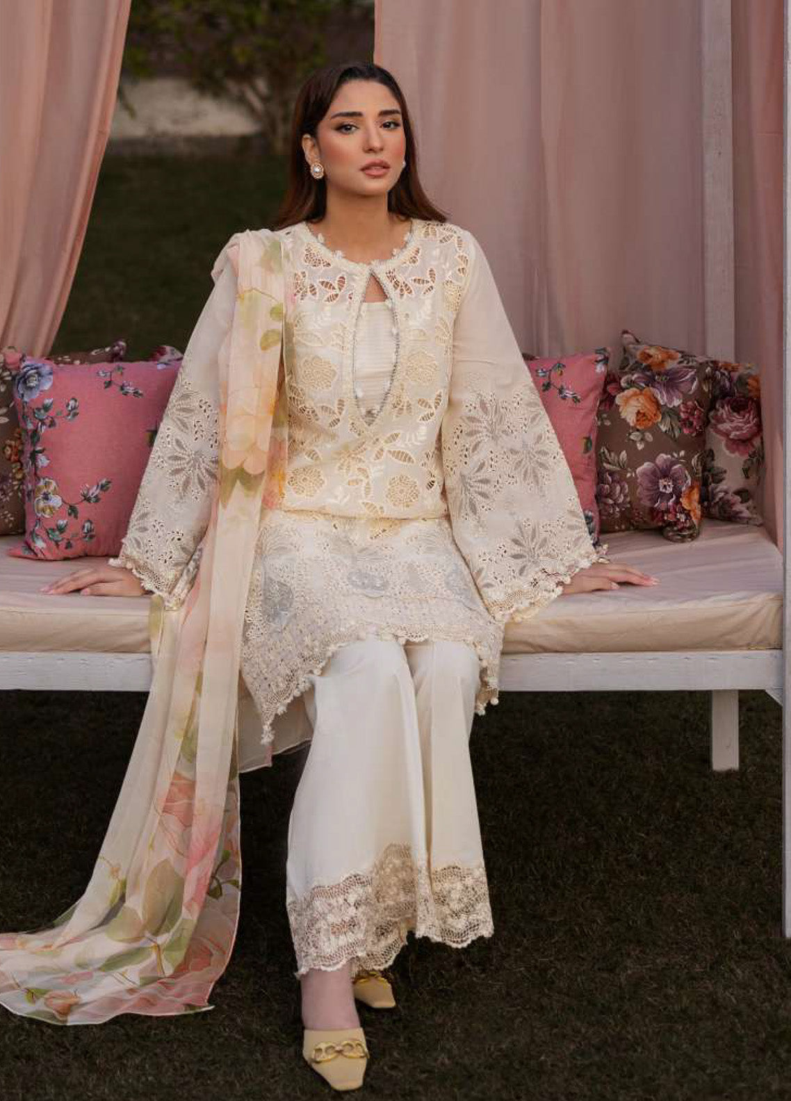 Kahf Luxury Embroidered Lawn 3 Piece Unstitched Suit KHF25LL KLR-07 MIRIAM Kahf Luxury Embroidered Lawn 3 Piece Unstitched Suit KHF25LL KLR-07 MIRIAM