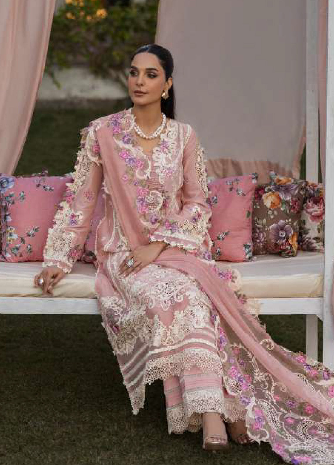 Kahf Luxury Embroidered Lawn 3 Piece Unstitched Suit KHF25LL KLR-09 BELLEROSE Kahf Luxury Embroidered Lawn 3 Piece Unstitched Suit KHF25LL KLR-09 BELLEROSE