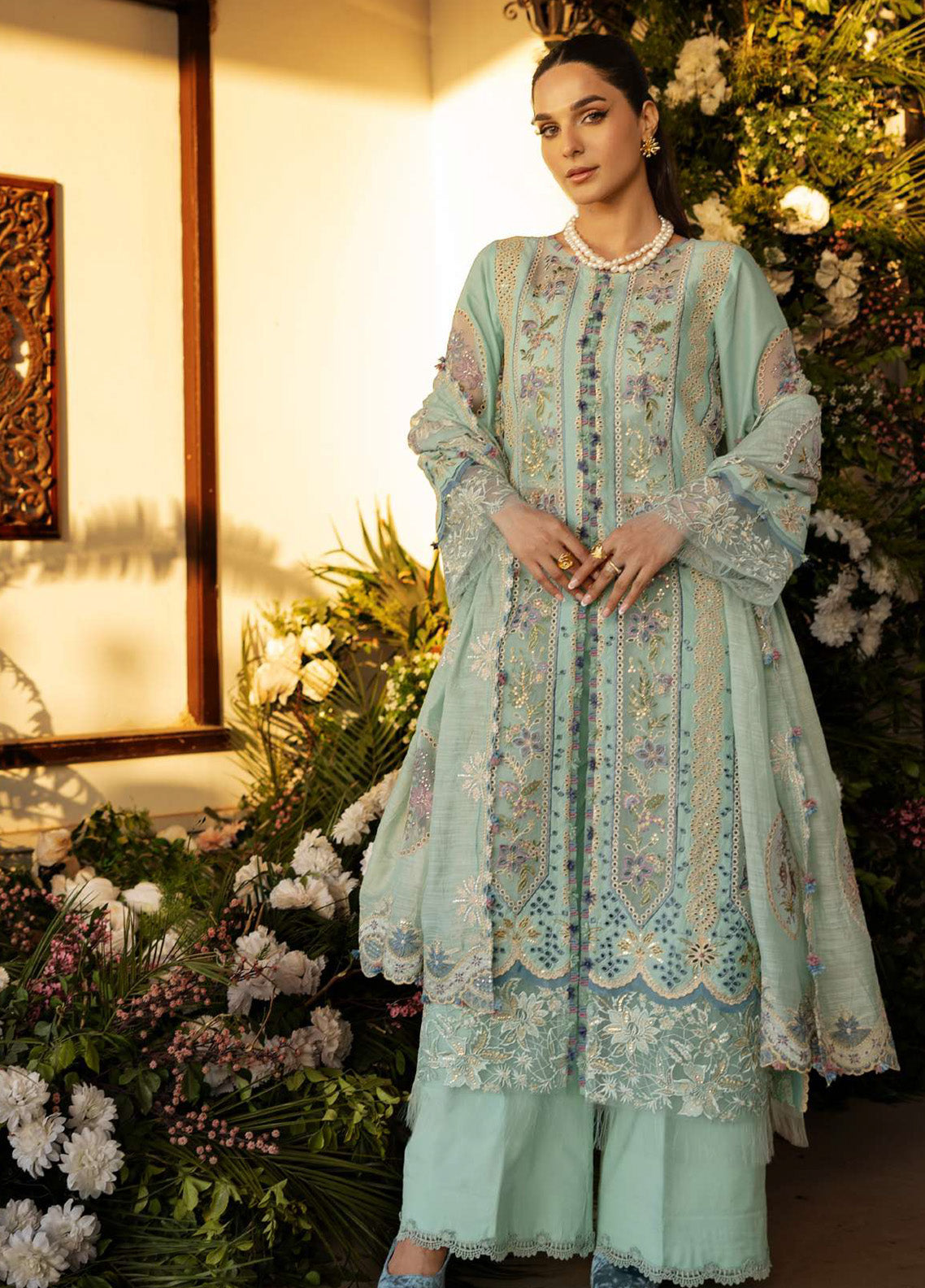 Kahf Luxury Embroidered Lawn 3 Piece Unstitched Suit KHF25LL KLR-10 ELVA Kahf Luxury Embroidered Lawn 3 Piece Unstitched Suit KHF25LL KLR-10 ELVA
