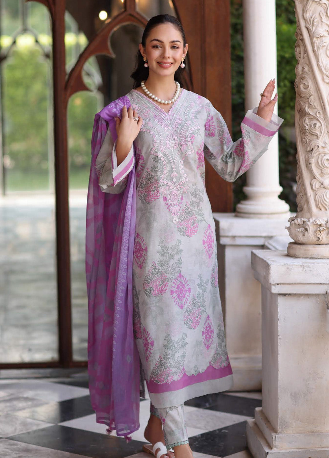 Kesariya By Riaz Arts Laser Embroidered Lawn 3 Piece Unstitched Suit RA25KEL PD-06 Kesariya By Riaz Arts Laser Embroidered Lawn 3 Piece Unstitched Suit RA25KEL PD-06