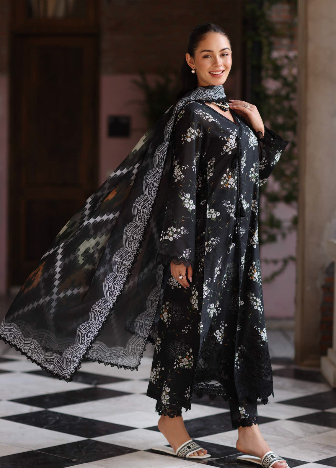 Kesariya By Riaz Arts Laser Embroidered Lawn 3 Piece Unstitched Suit RA25KEL PD-09 Kesariya By Riaz Arts Laser Embroidered Lawn 3 Piece Unstitched Suit RA25KEL PD-09