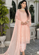 Ketifa Luxury Embroidered Chiffon 3 Piece Unstitched Suit KF24LU D-AR-0404 DELICATE PINK
