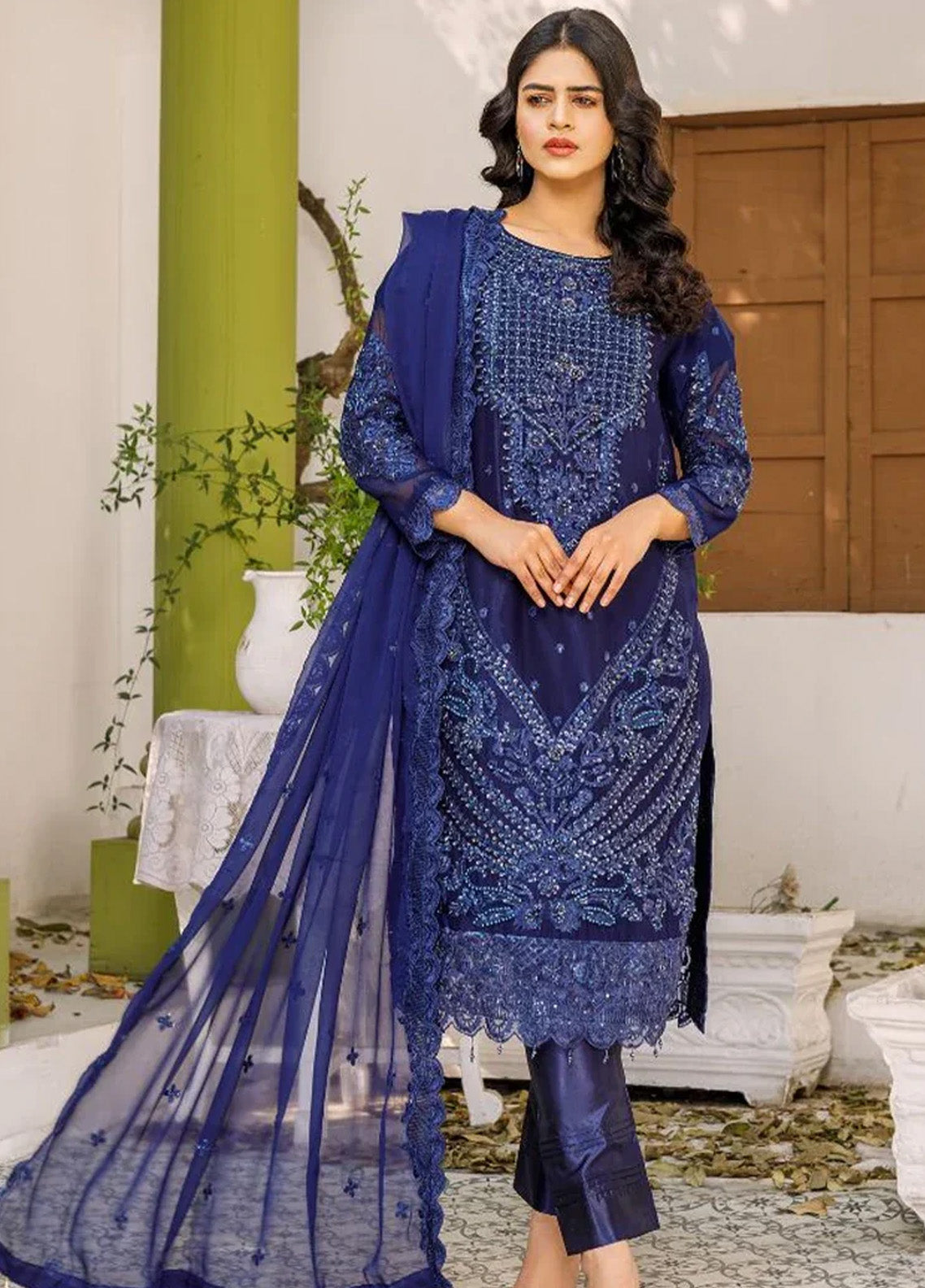 Ketifa Luxury Embroidered Chiffon 3 Piece Unstitched Suit KF24LU D-AR-0501 VINTAGE VIBES Ketifa Luxury Embroidered Chiffon 3 Piece Unstitched Suit KF24LU D-AR-0501 VINTAGE VIBES