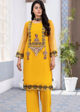 Ketifa Luxury Embroidered Organza 2 Piece Stitched Suit KF24L NR-0103 GLAMOROUS GOLD