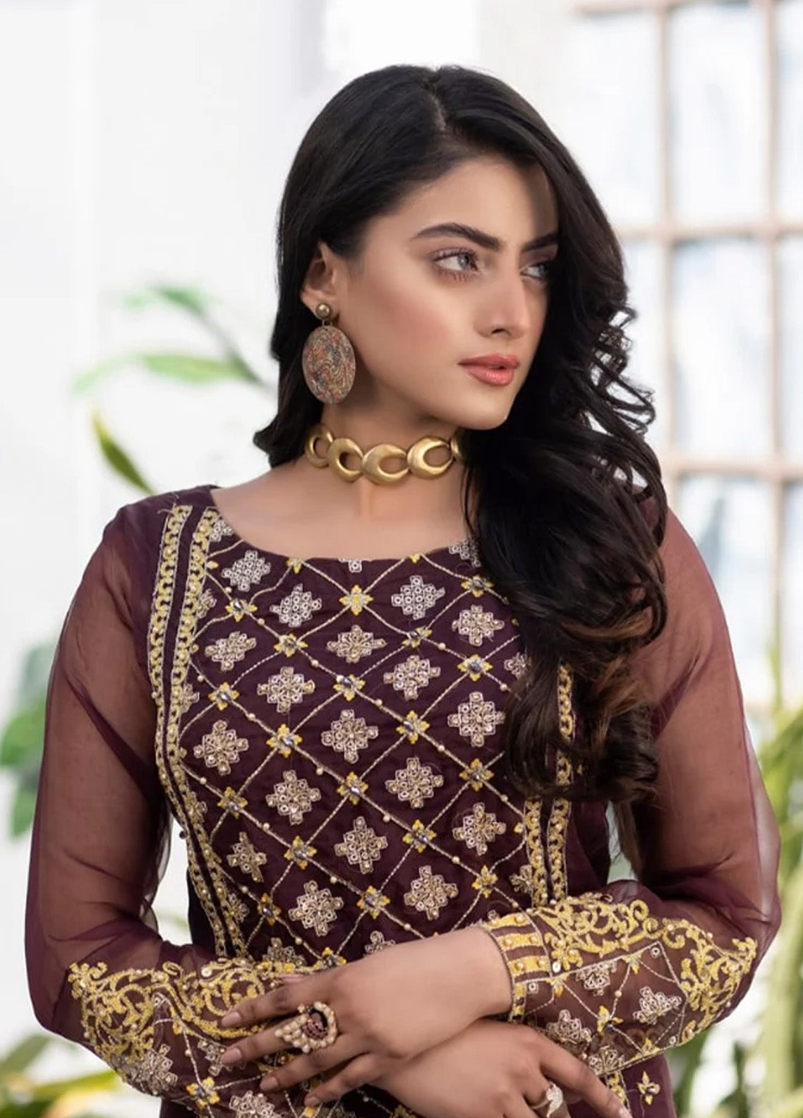 Ketifa Luxury Embroidered Organza 2 Piece Stitched Suit KF24L NR-0105 MAROON FLAME Ketifa Luxury Embroidered Organza 2 Piece Stitched Suit KF24L NR-0105 MAROON FLAME