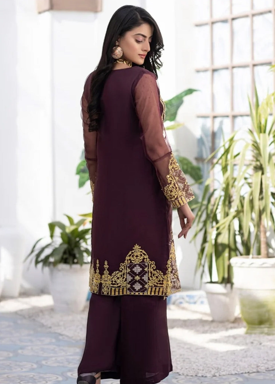 Ketifa Luxury Embroidered Organza 2 Piece Stitched Suit KF24L NR-0105 MAROON FLAME Ketifa Luxury Embroidered Organza 2 Piece Stitched Suit KF24L NR-0105 MAROON FLAME