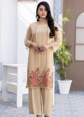 Ketifa Luxury Embroidered Organza 2 Piece Stitched Suit KF24L NR-0106 PASTLE SHINE