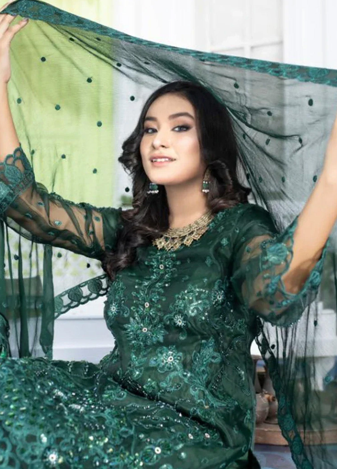 Ketifa Luxury Embroidered Organza 3 Piece Unstitched Suit KF24LU D-AF-0103 LUXURIOUS GREEN Ketifa Luxury Embroidered Organza 3 Piece Unstitched Suit KF24LU D-AF-0103 LUXURIOUS GREEN